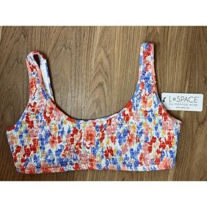 L*Space Women's Izzie Swimwear Swim Bikini Top Flowers Forever Sz Large New
